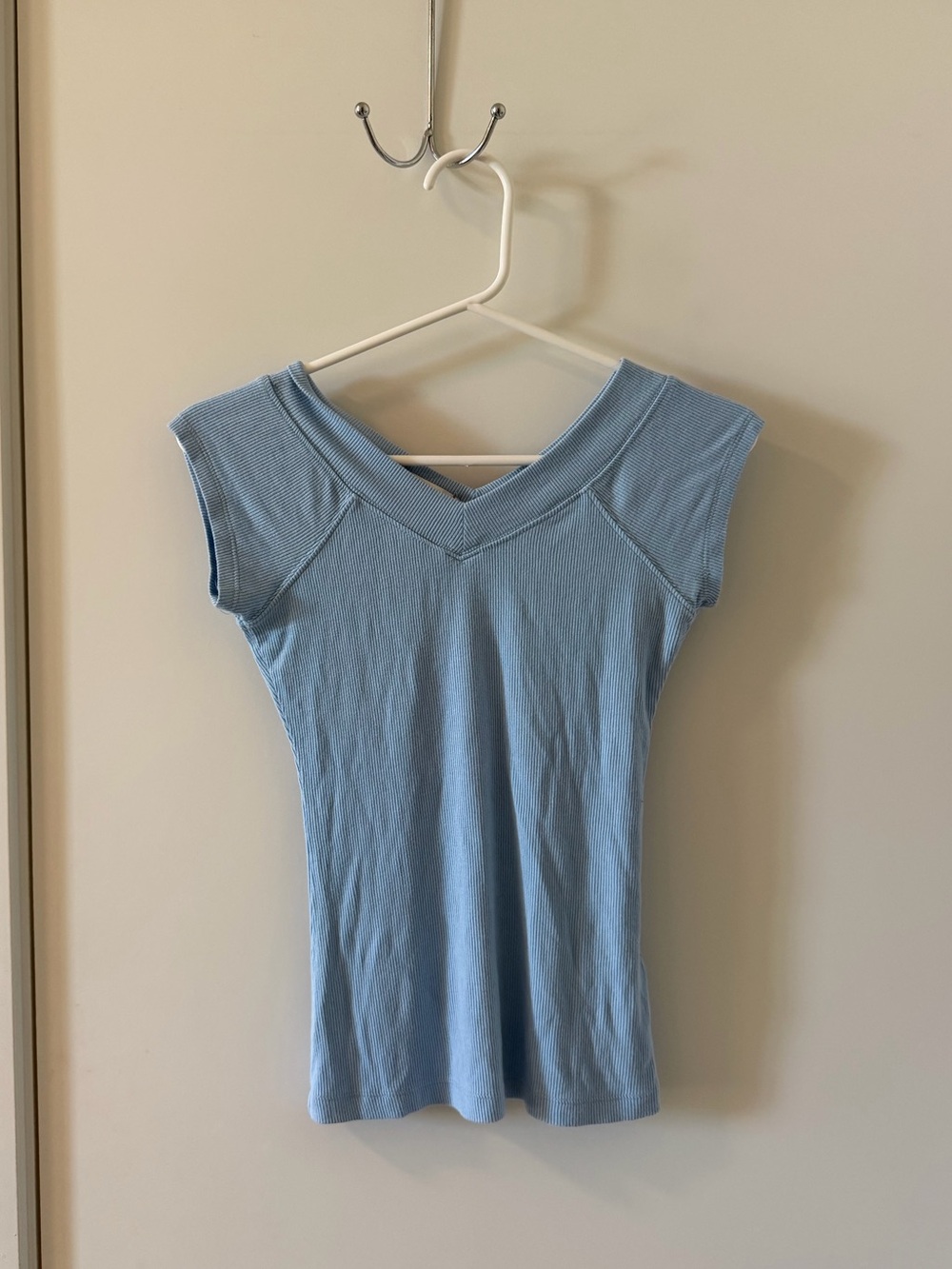 UO Light Blue Women's Ribbed V-Neck Tank Top